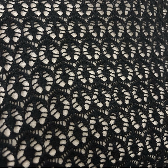 J Jill black long crochet knit open front sweater SZ M - Picture 3 of 5